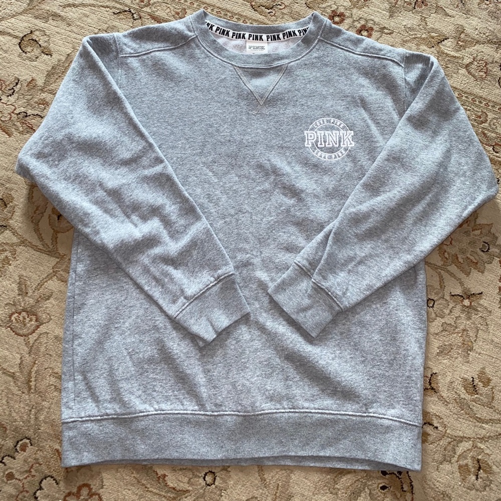 Pink Crew Neck Sweater size X-Small Grey